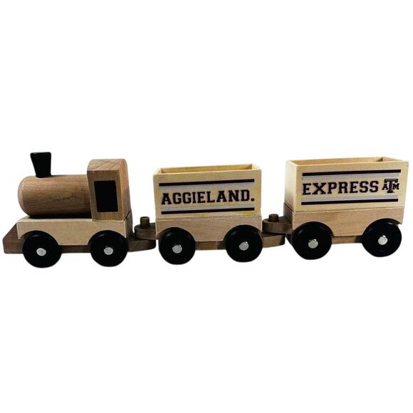 Aggieland Express wooden train 3 pieces A&M kiddos - Picture 1 of 9